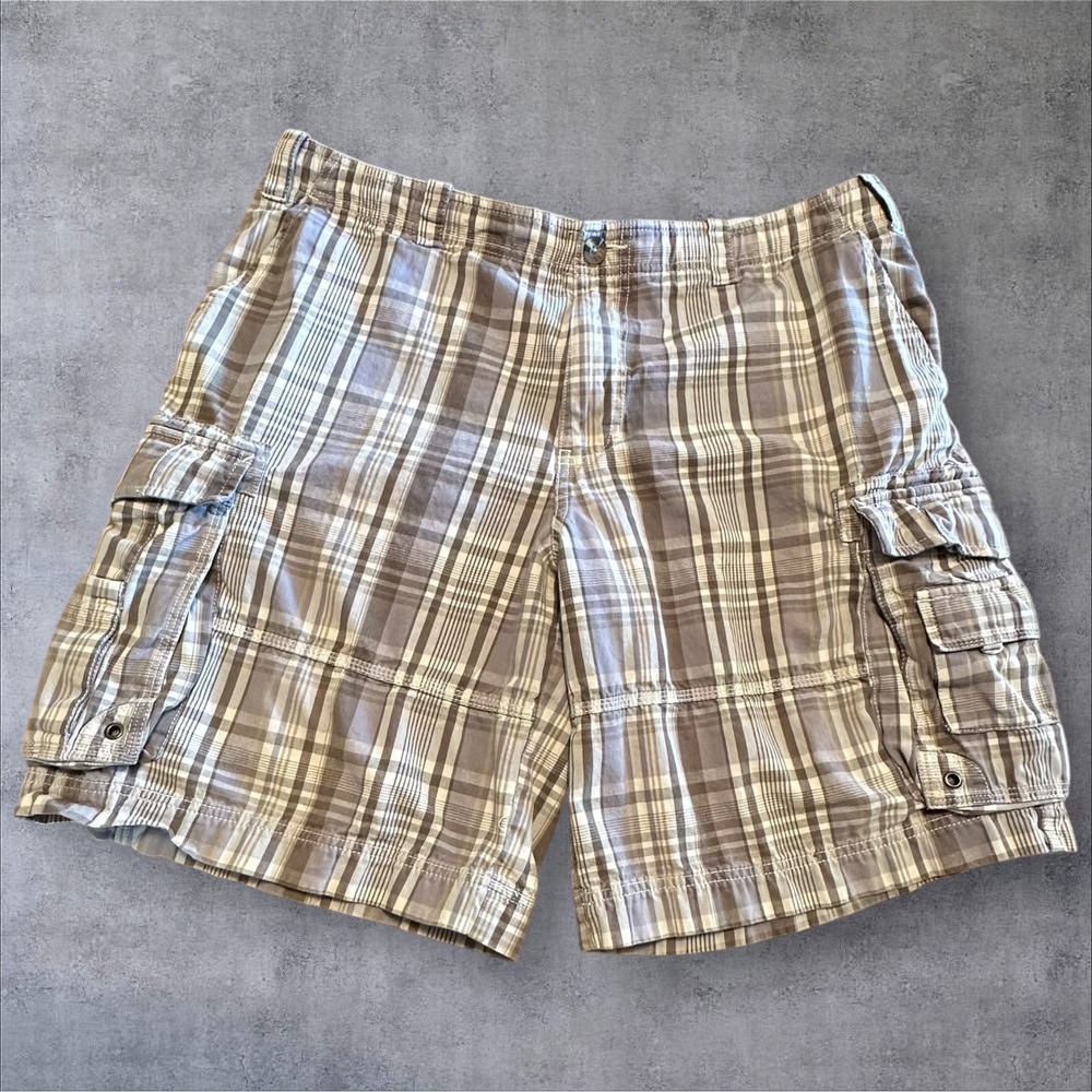 Eddie Bauer Cargo Mens Plaid‎ Outdoor Hike 100% Cotton Shorts 38-READ